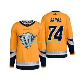 Nashville Predators Juuse Saros 74 Adidas 2022-2023 Reverse Retro 2.0 Geel Authentic Shirt - Mannen